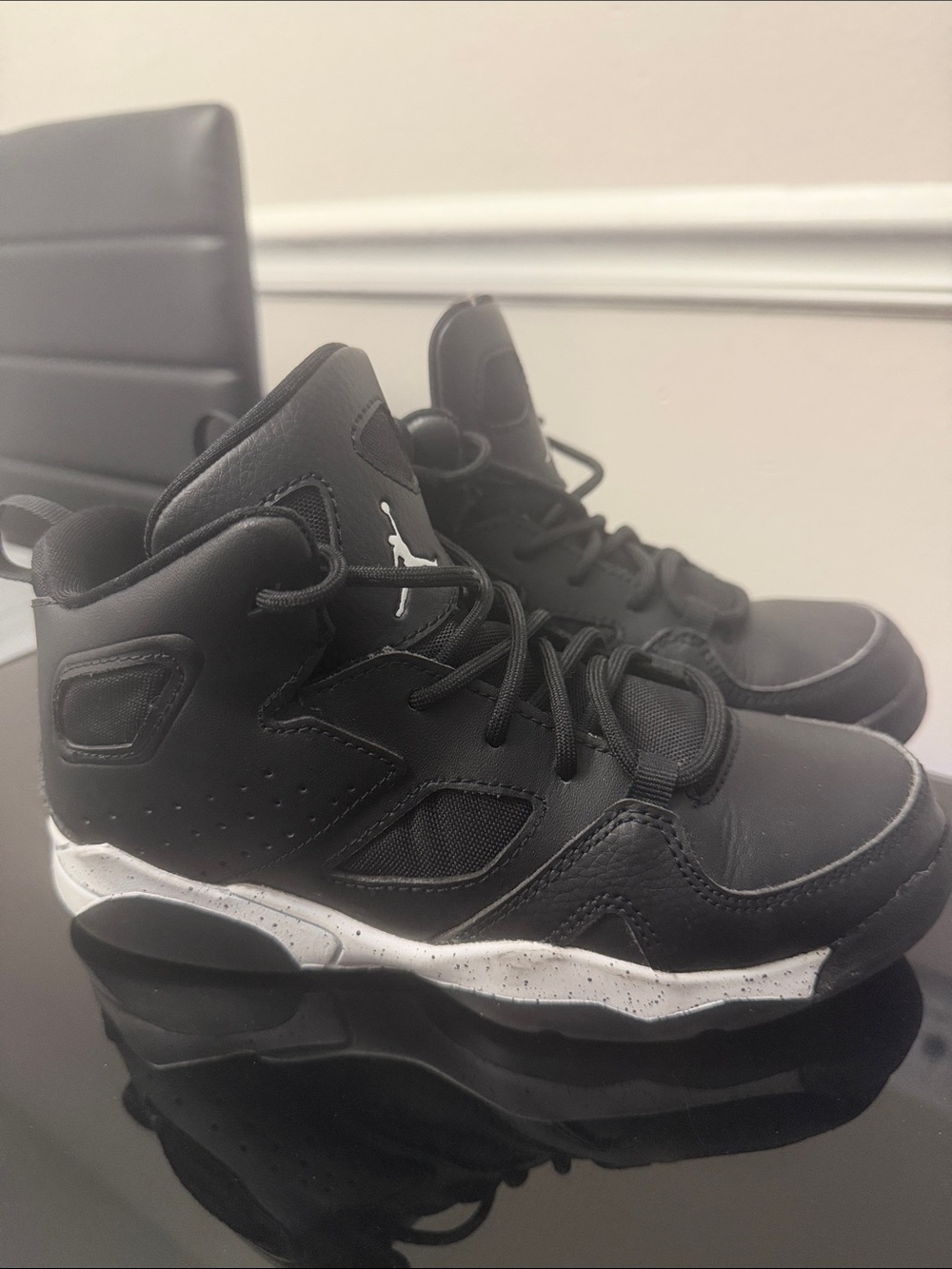 Jordan Kids Black High-Top Sneakers with White Speckled Sole